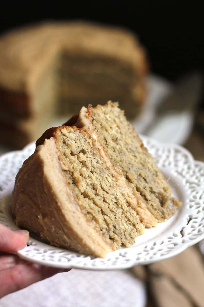 Caramel Banana Cake with Vanilla Buttercream Frosting