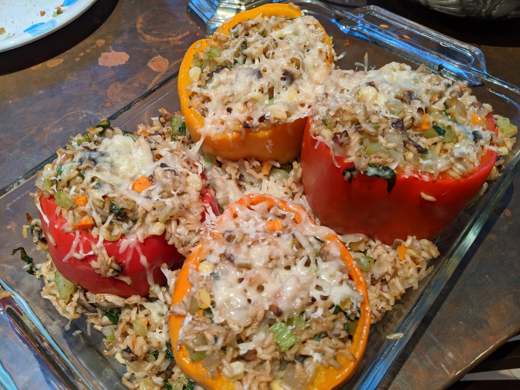 Spinach and Mushroom Stuffed Bell Peppers