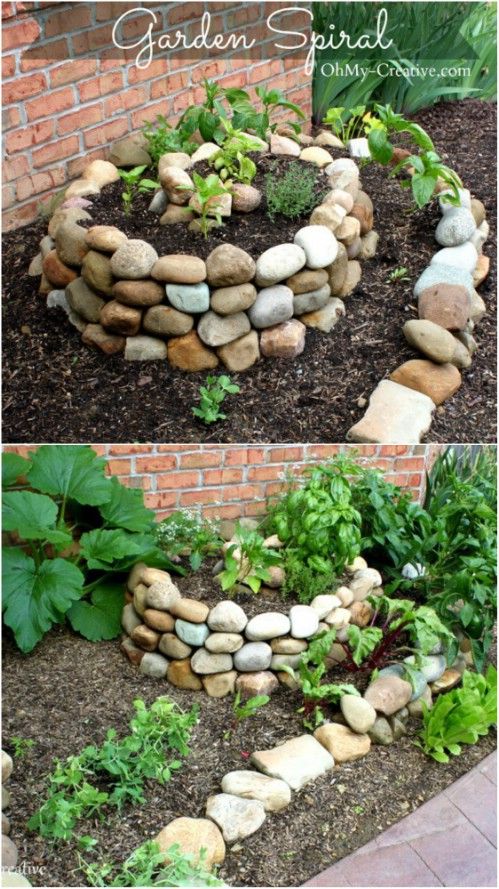 10. Mediterranean Garden with Hand-painted Rock Borders