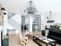 Industrial Gray Kitchen with Living Wall Divider