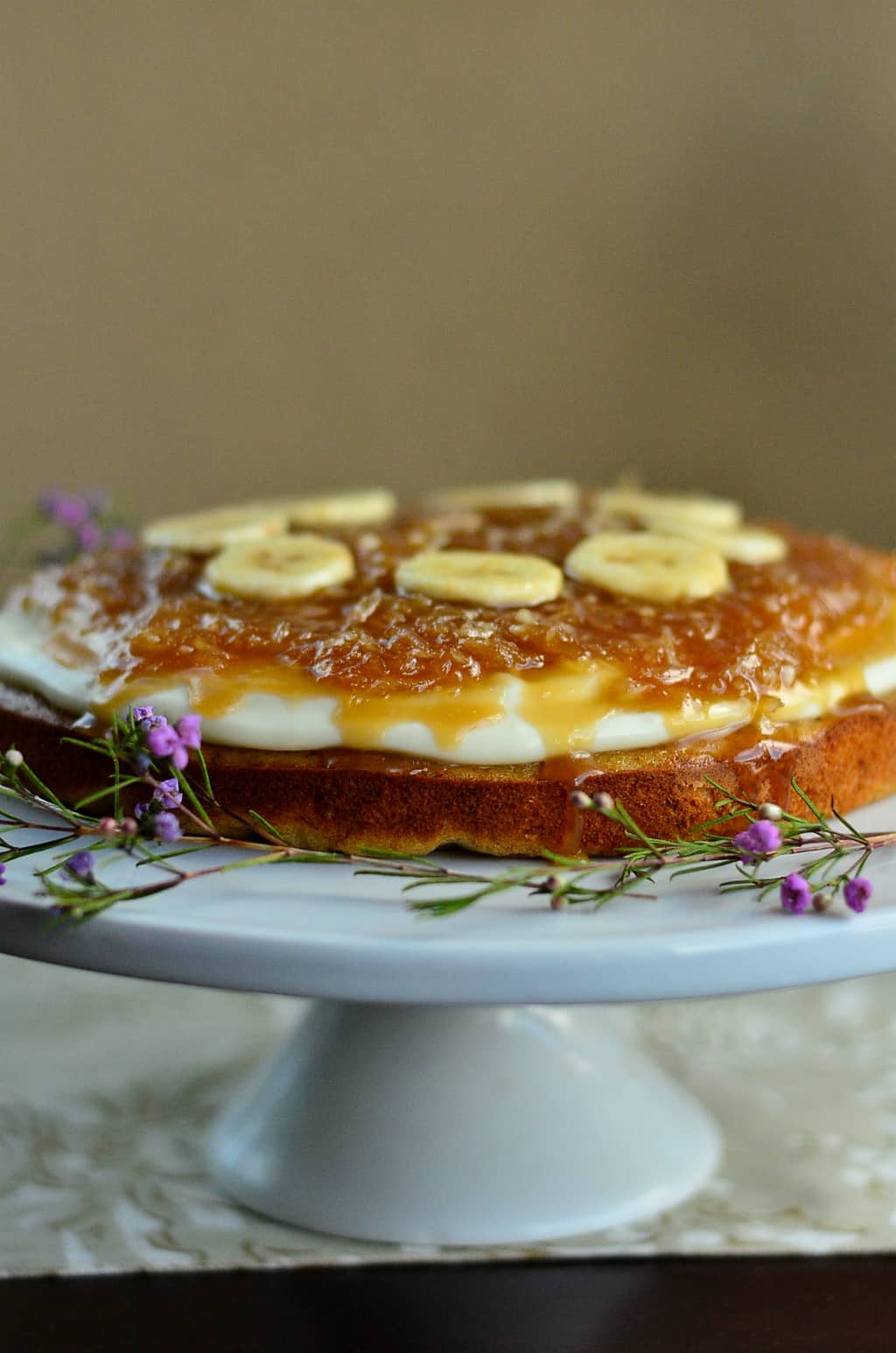 Caramel Banana Cake with Coconut