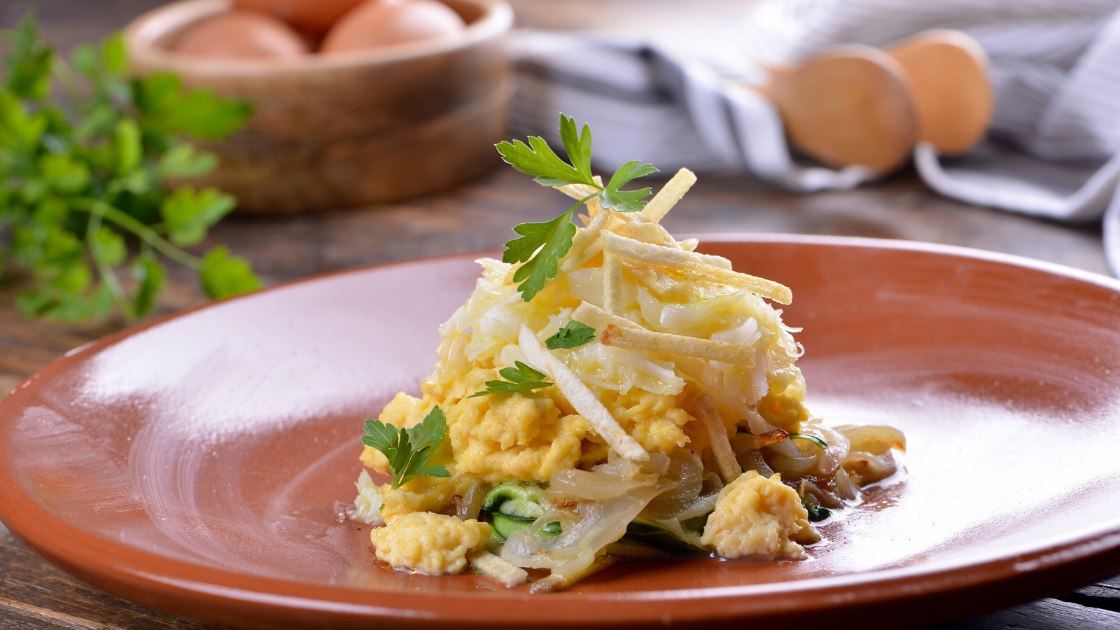 Revuelto de bacalao con calabacín
