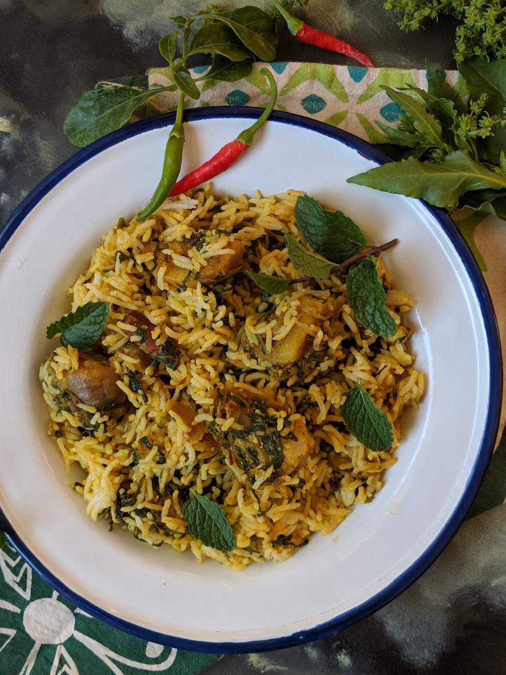 Spinach and Potato Biryani
