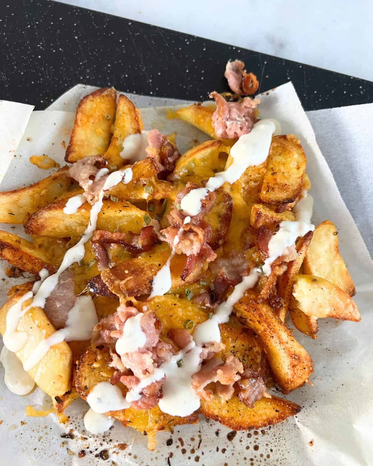Cheesy Bacon Air Fryer French Fries