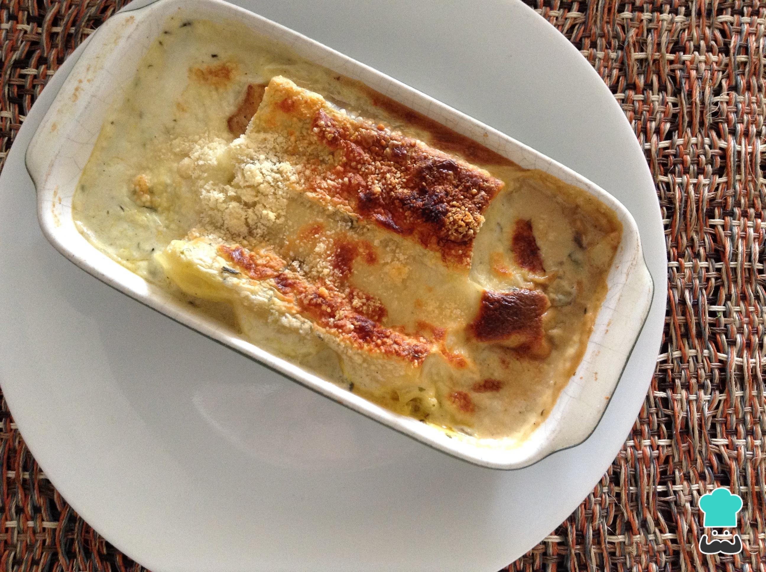 Canelones de setas al horno