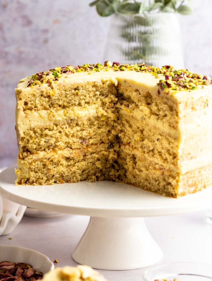Pistachio Cake with Vanilla Buttercream Frosting