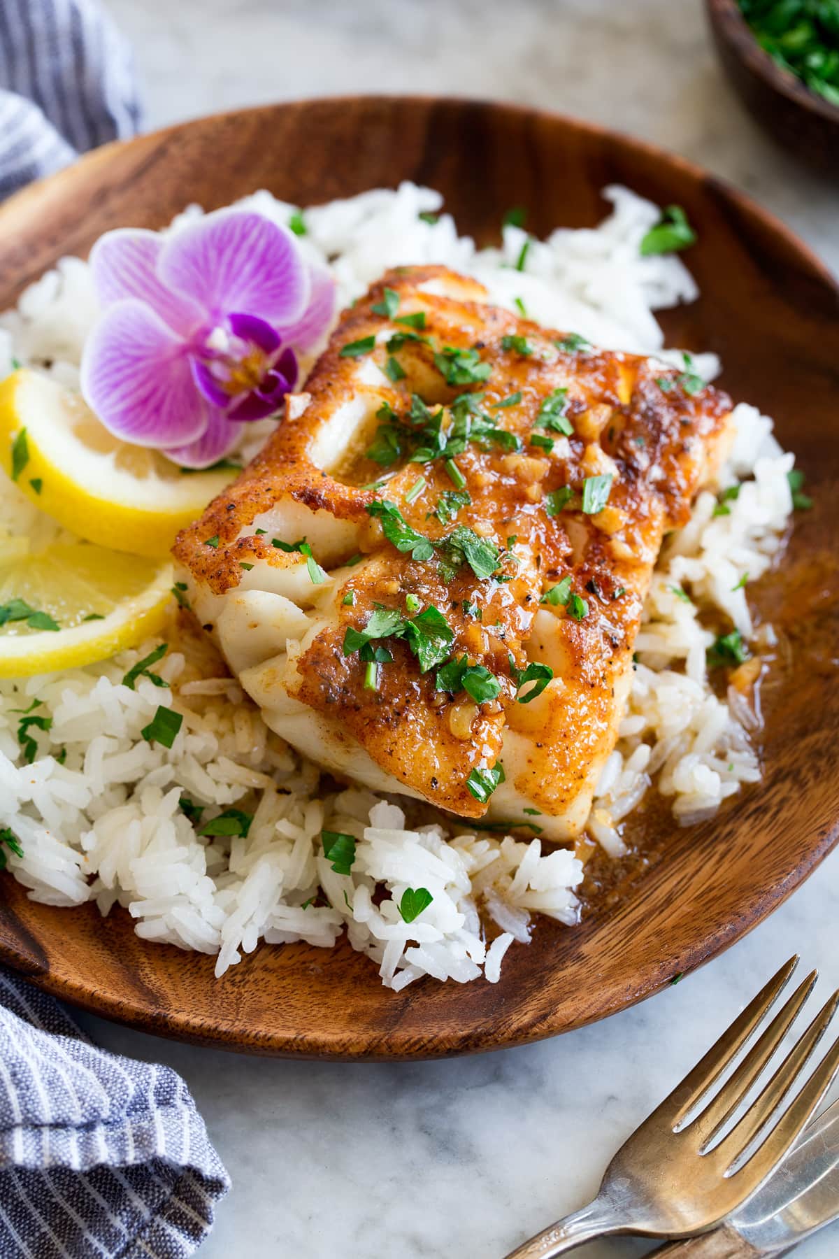 Cod with Lemon Butter Sauce