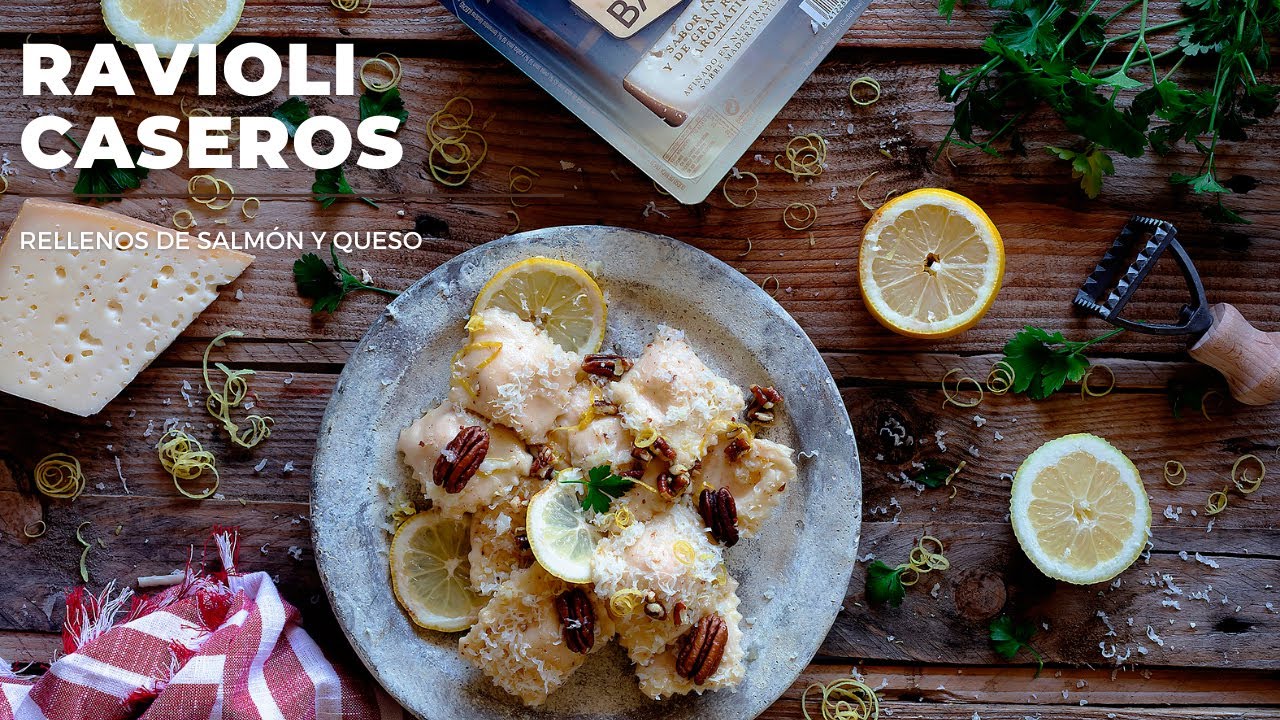 Ravioli de salmón y queso crema