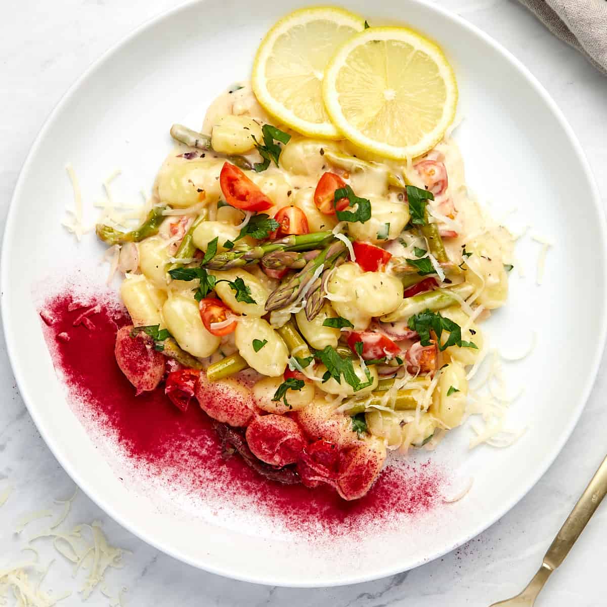 Gnocchi with Lemon Cream Sauce and Asparagus