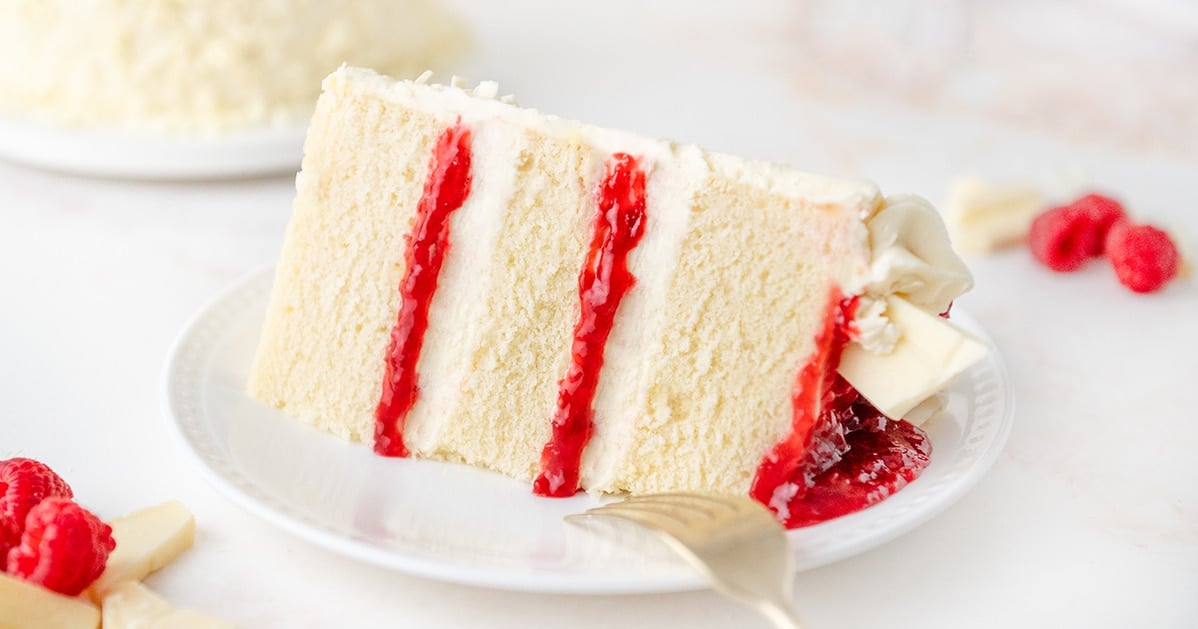 White Chocolate Raspberry Cake with Chocolate Ganache Frosting