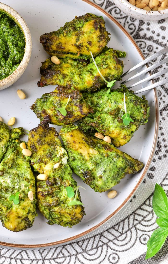 Pesto Crusted Air Fryer Chicken Legs