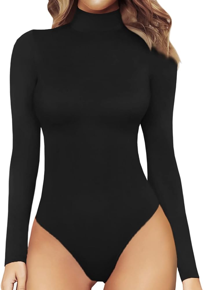 Women's Mock Neck Bodysuit Tops - Trendy and Versatile
