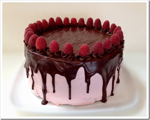Raspberry Truffle Cake with Raspberry Swiss Meringue Buttercream