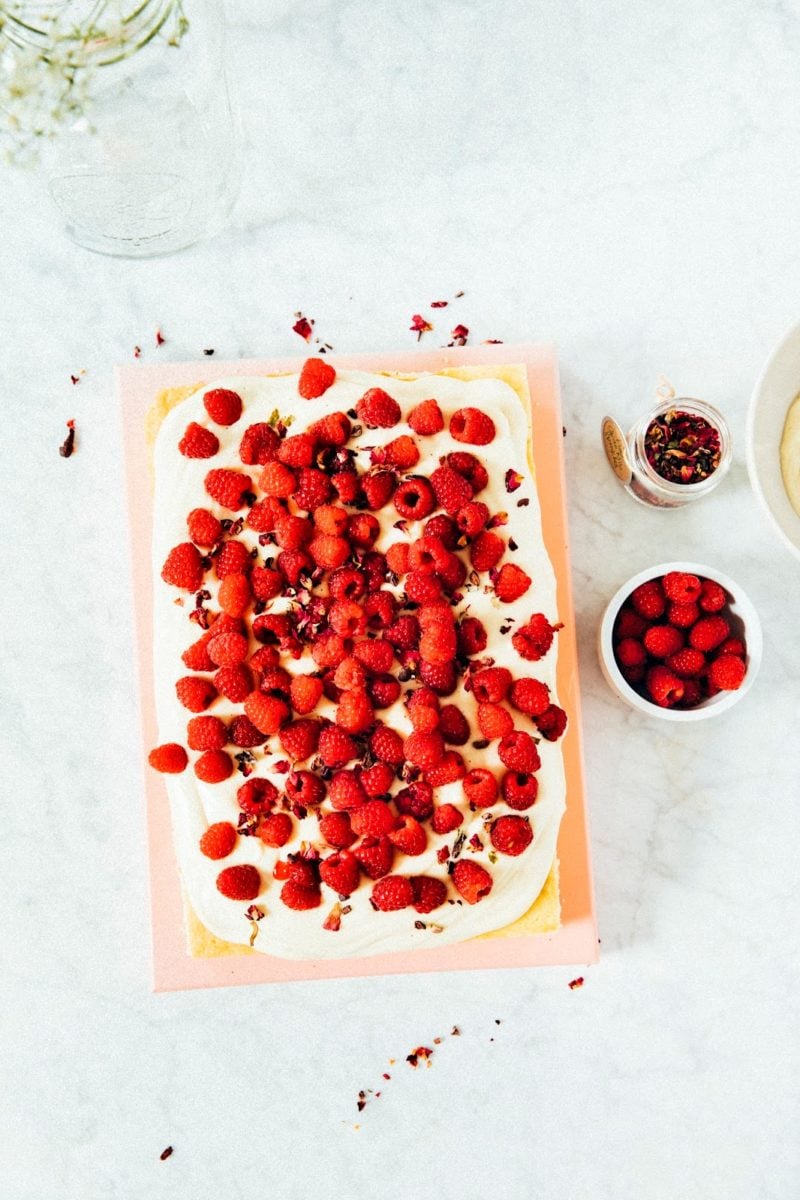 White Chocolate Raspberry Sheet Cake