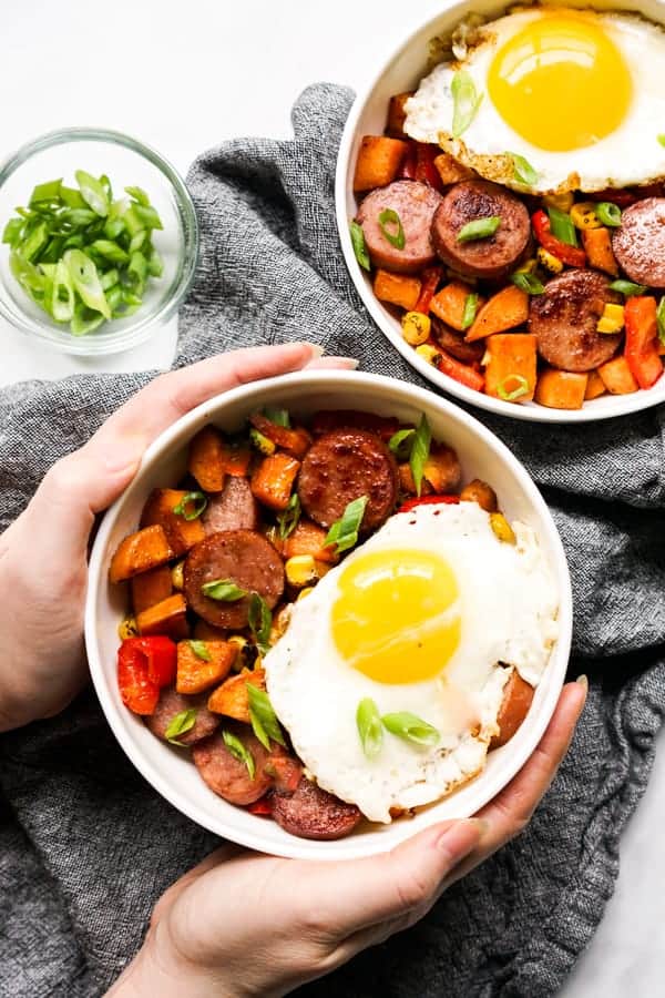Kielbasa and Sweet Potato Hash