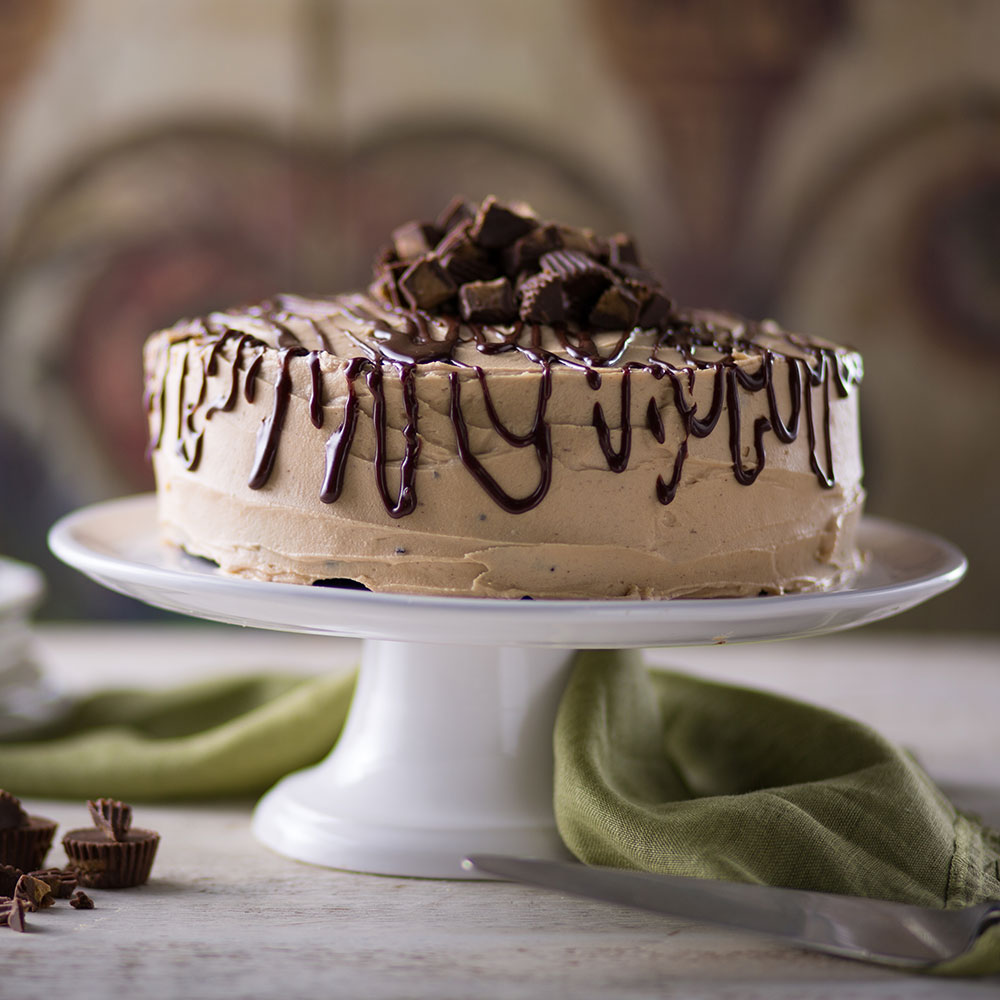 Peanut Butter Chocolate Cake with Whipped Cream Frosting