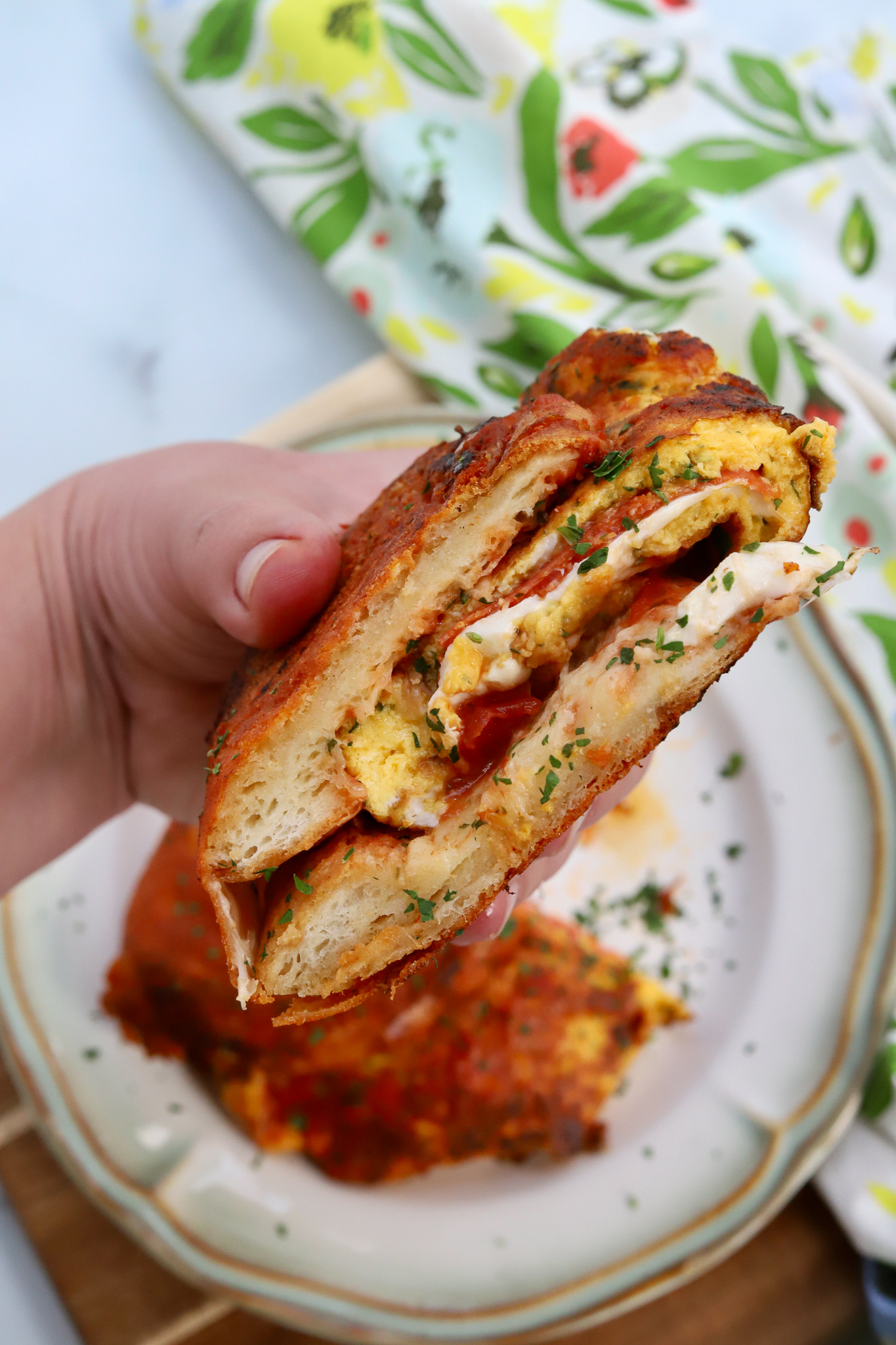 Pepperoni and Egg Breakfast Sandwich