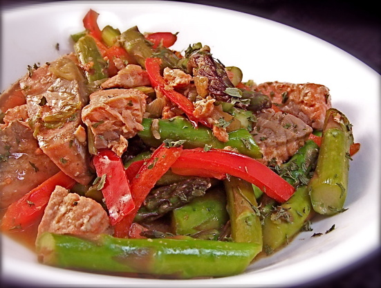 Salmon and Asparagus Stir-Fry