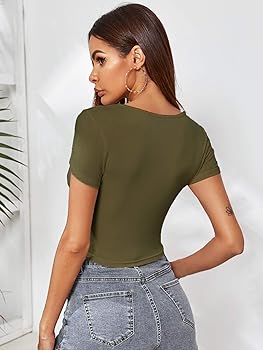 8. SweatyRocks Women's Short Sleeve Scoop Neck Bodysuit