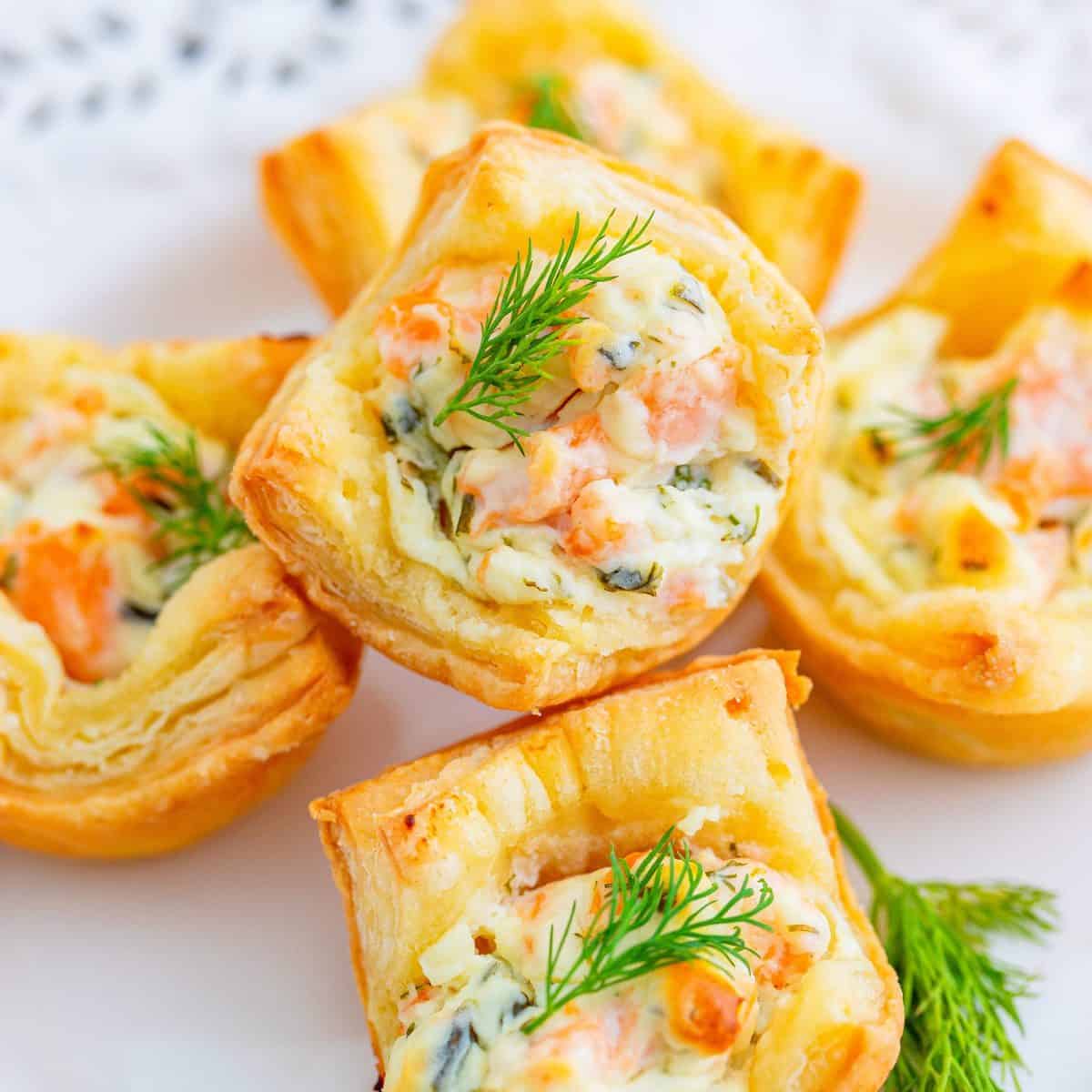 Salmon and Cream Cheese Puff Pastry Bites