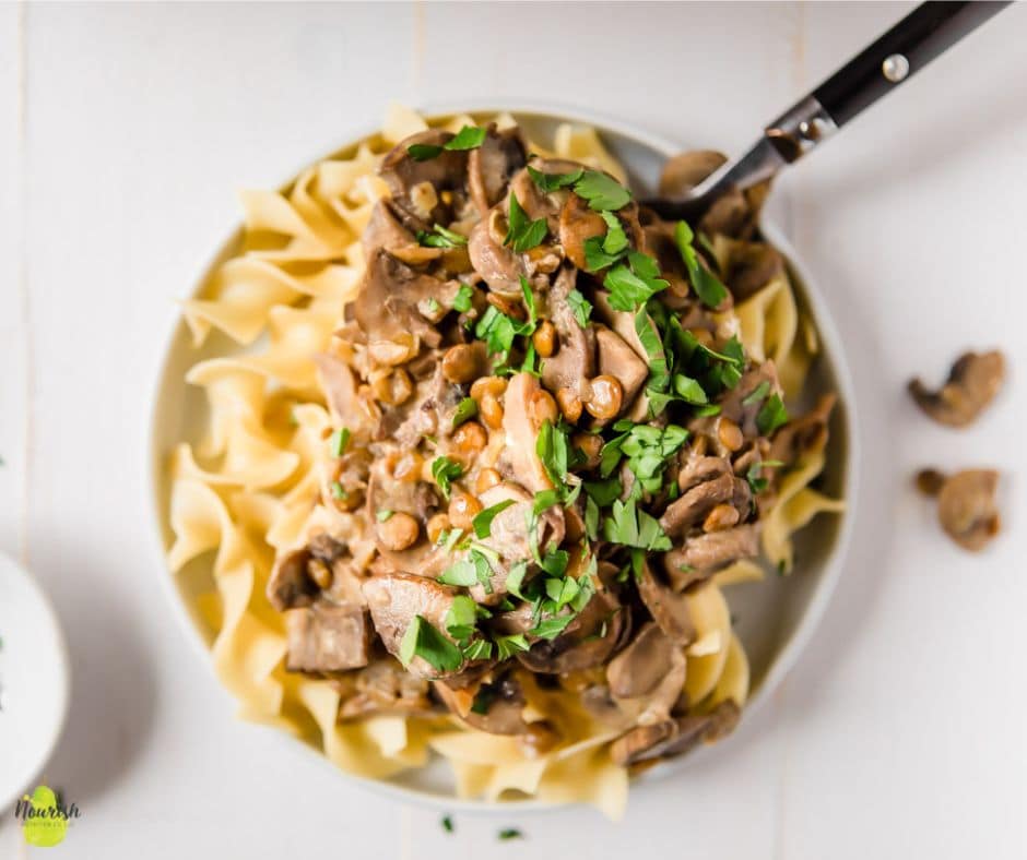 Lentil and Mushroom Stroganoff