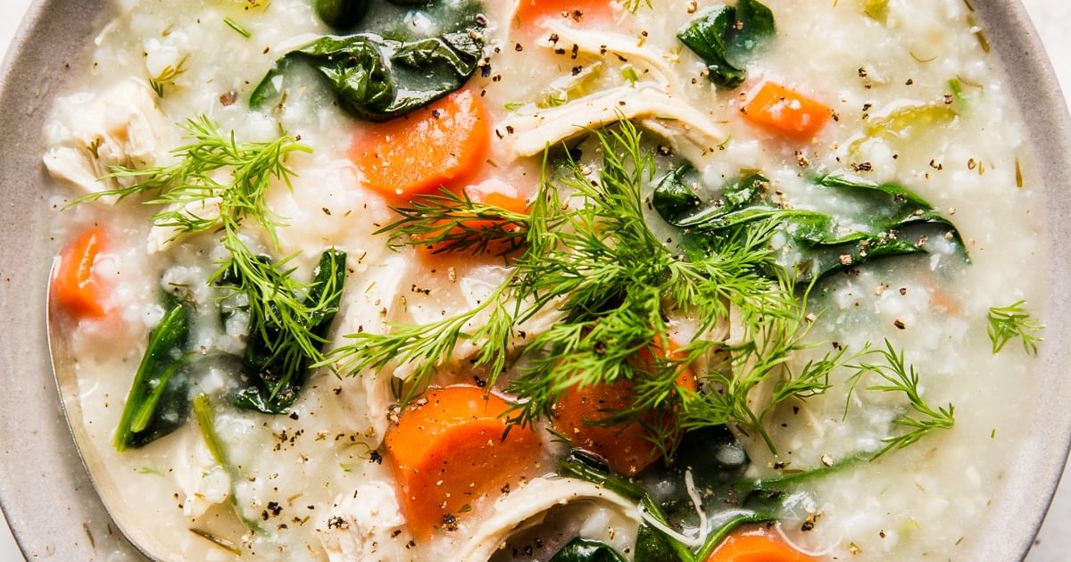 Chicken and Rice Soup with Lemon and Dill