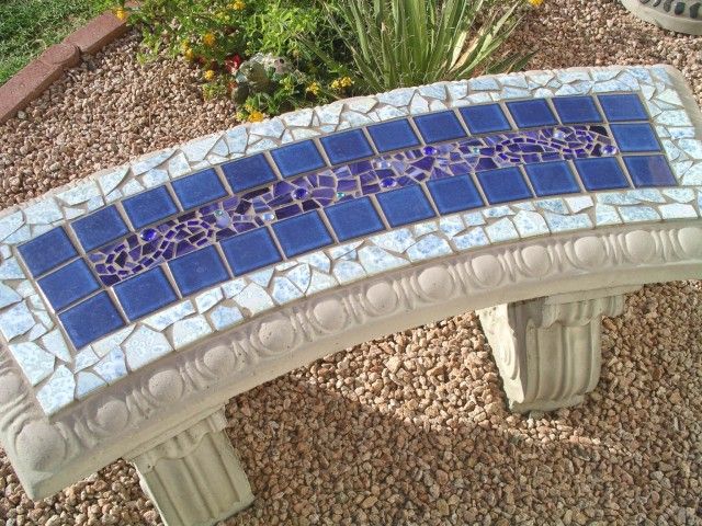 Handcrafted Mosaic Garden Bench