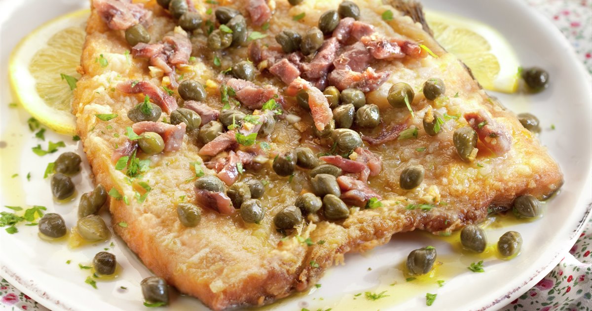 Trucha a la Navarra con salsa de alcaparras