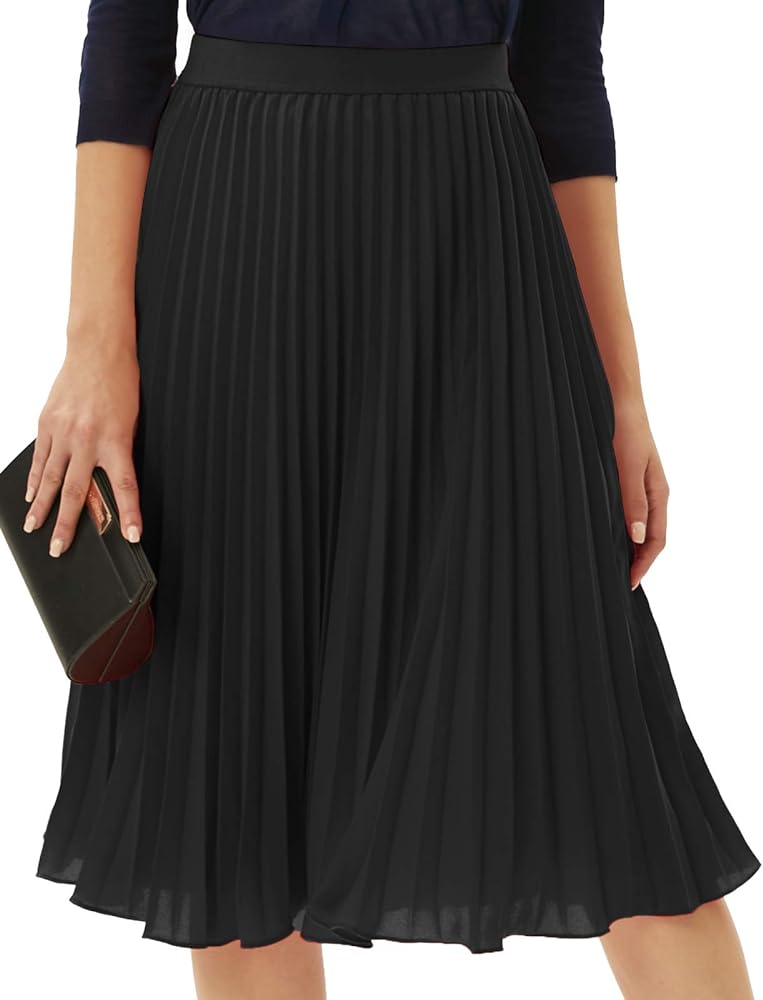 GRACE KARIN Women's High Waist Pleated A-Line Swing Skirt