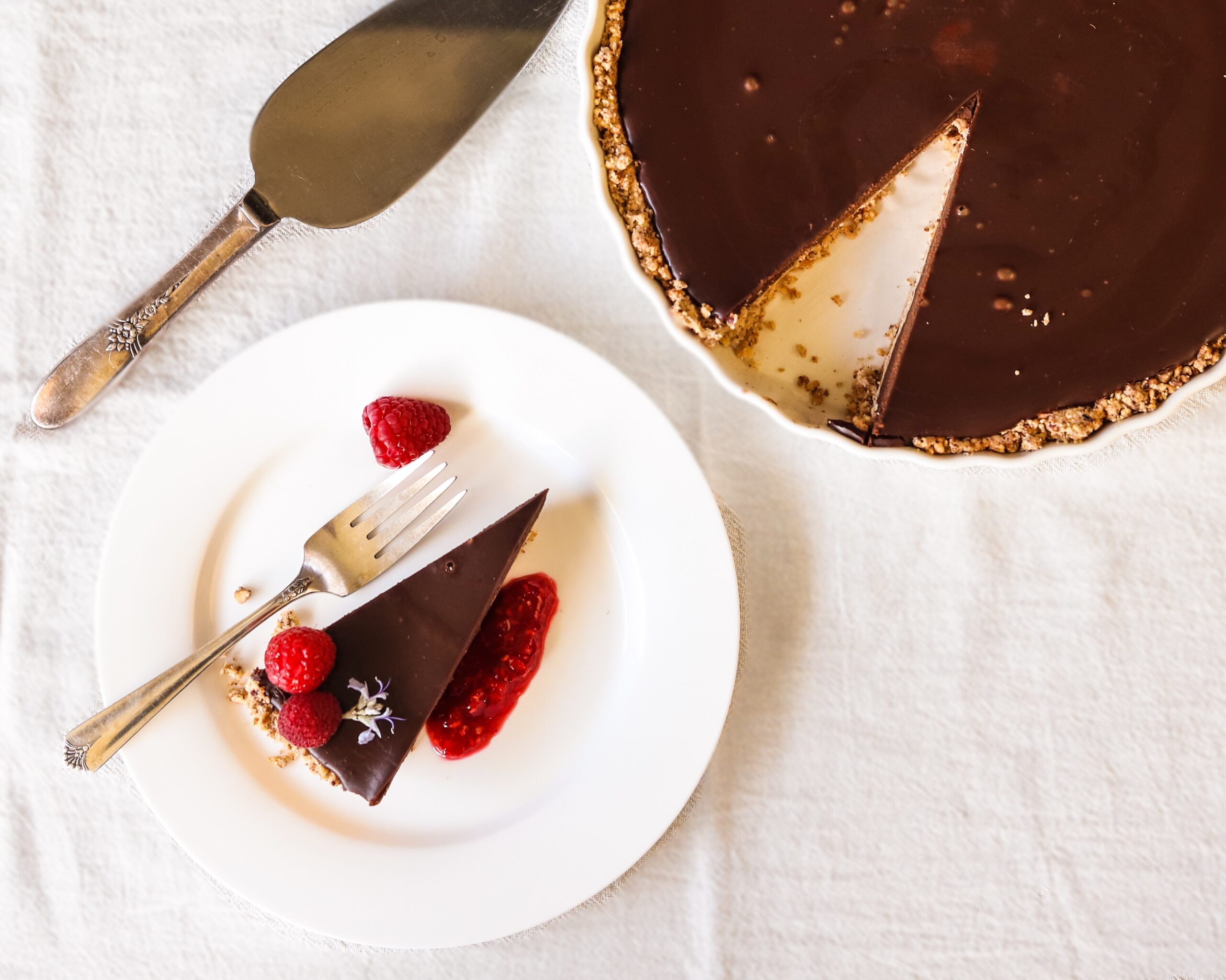 Hazelnut Cake with Raspberry Sauce