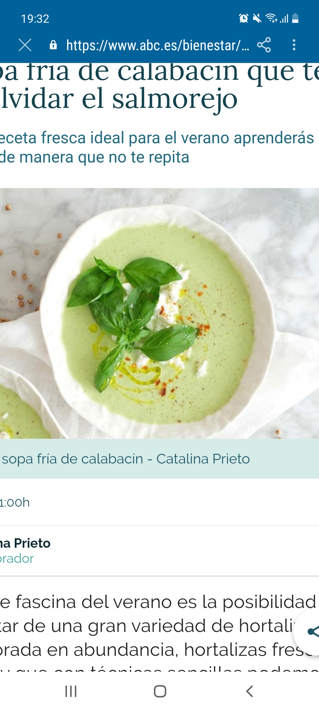 Crema fría de calabacin
