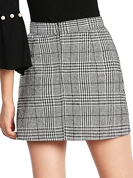 5. Floerns Women's Plaid High Waist Bodycon Mini Skirt
