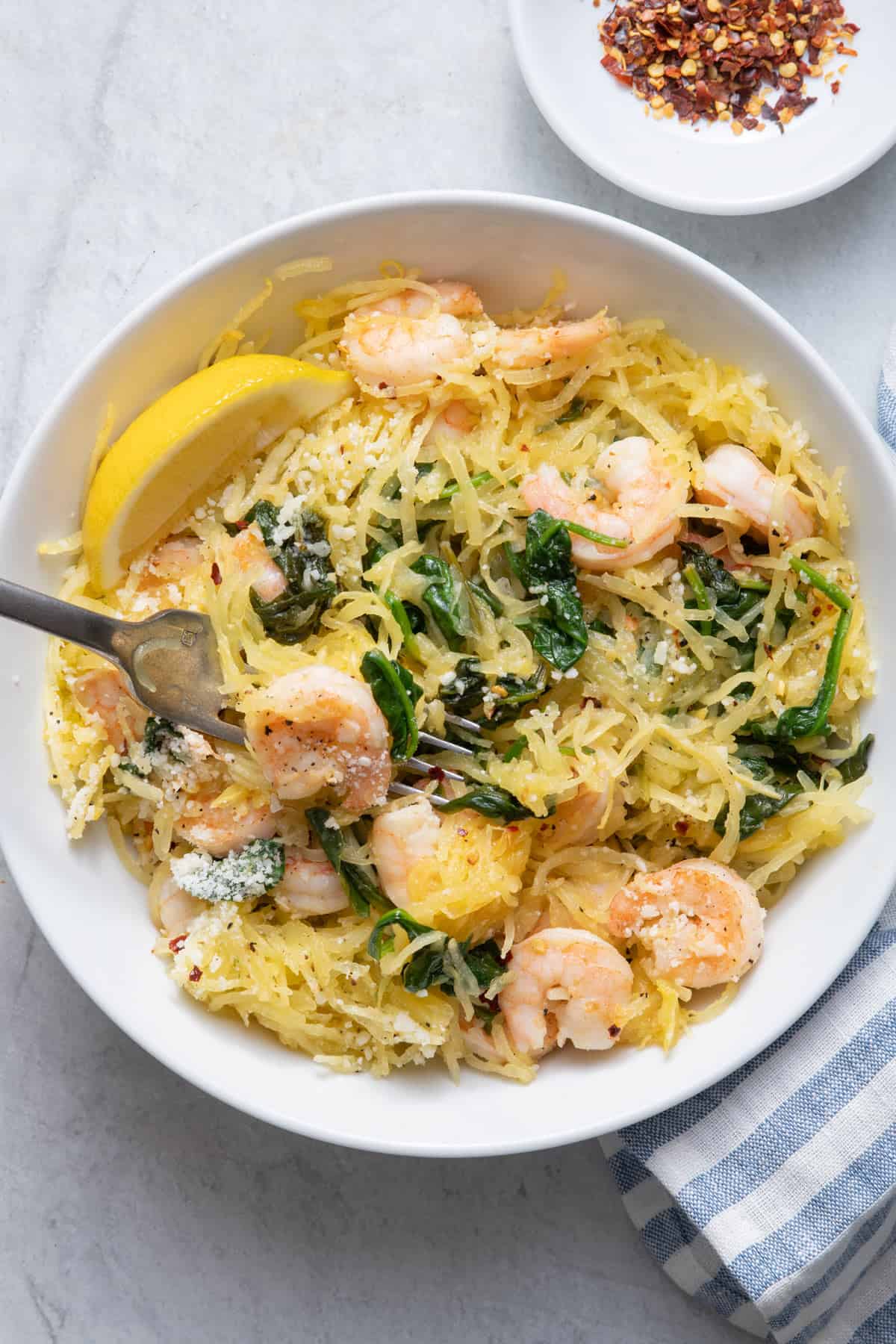 Spaghetti Squash with Shrimp Scampi