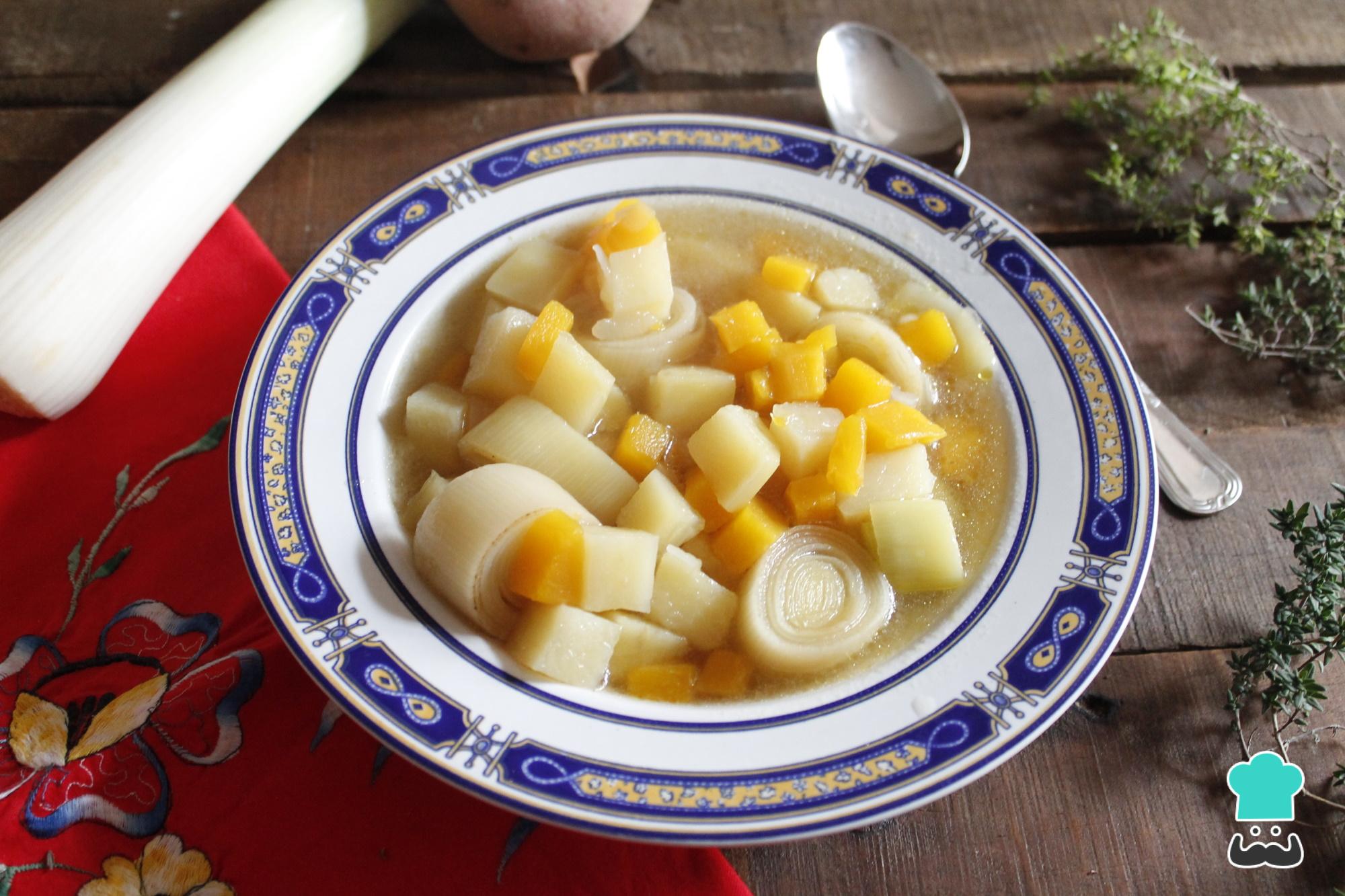 Porrusalda con calabaza