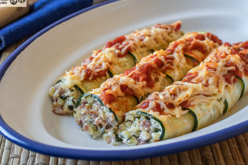 Canelones de calabacín y queso