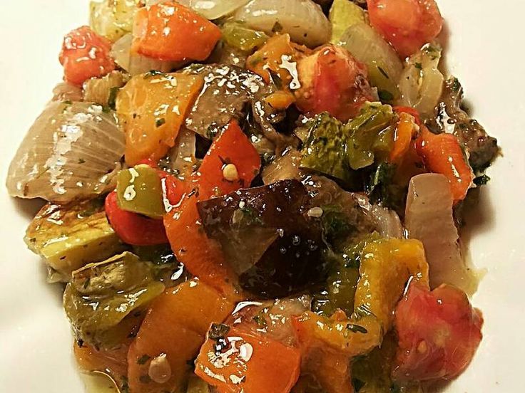 Pollo al Potacchio con berenjenas y calabacines