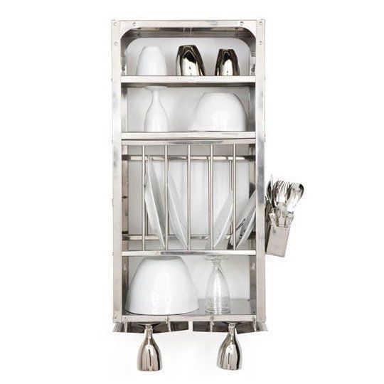 Industrial Retro Kitchen with Metal Plate Rack