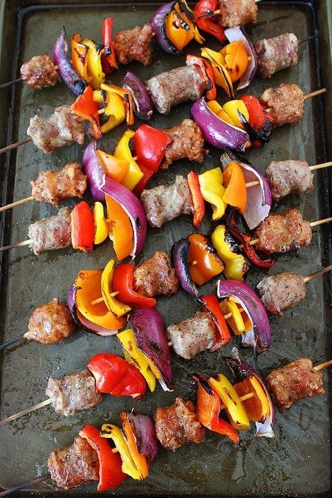 Kielbasa and Pepper Skewers
