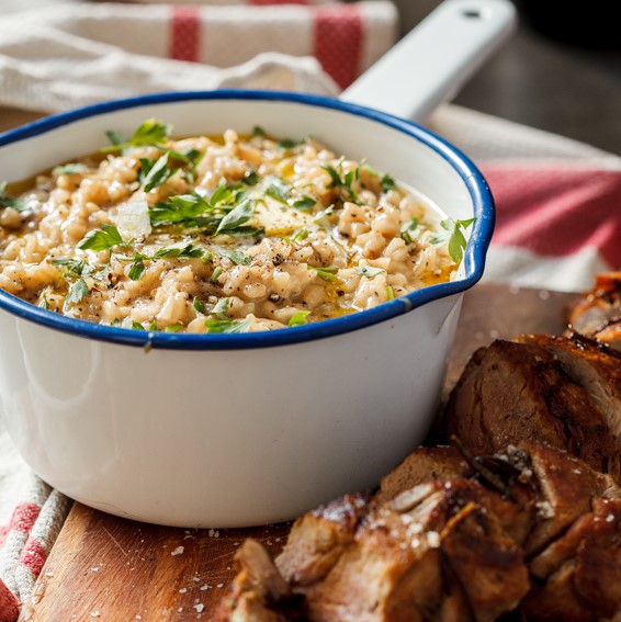 Pork Belly and Mushroom Risotto