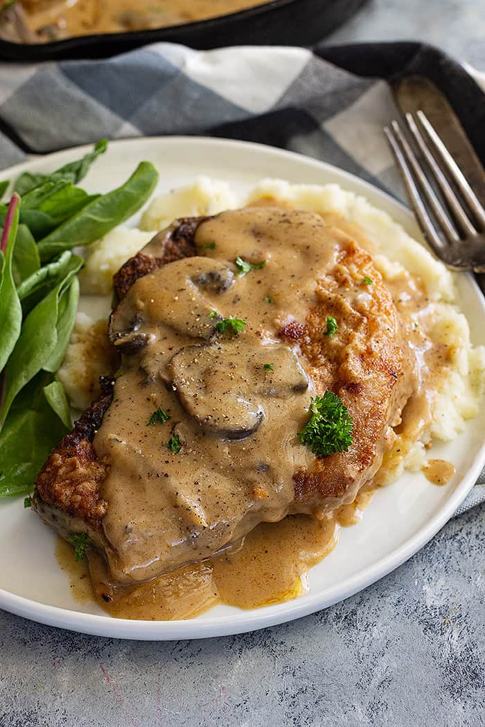 Boneless Pork Chops with Mushroom Gravy