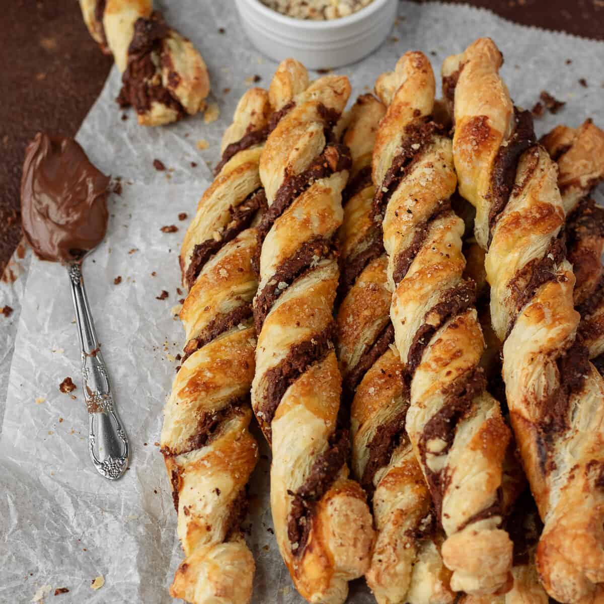 Chocolate and Hazelnut Puff Pastry Twists