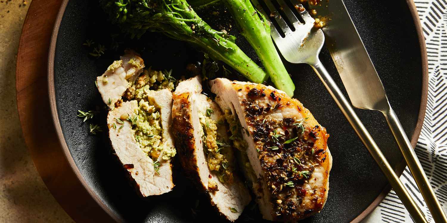 Pesto Stuffed Boneless Pork Chops