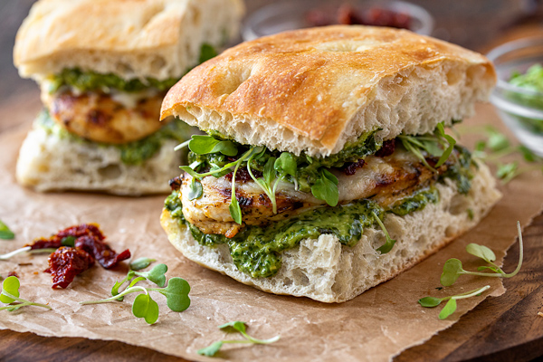Grilled Chicken and Pesto Sandwich