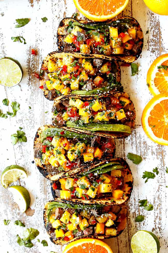 Flank Steak Tacos with Mango Salsa
