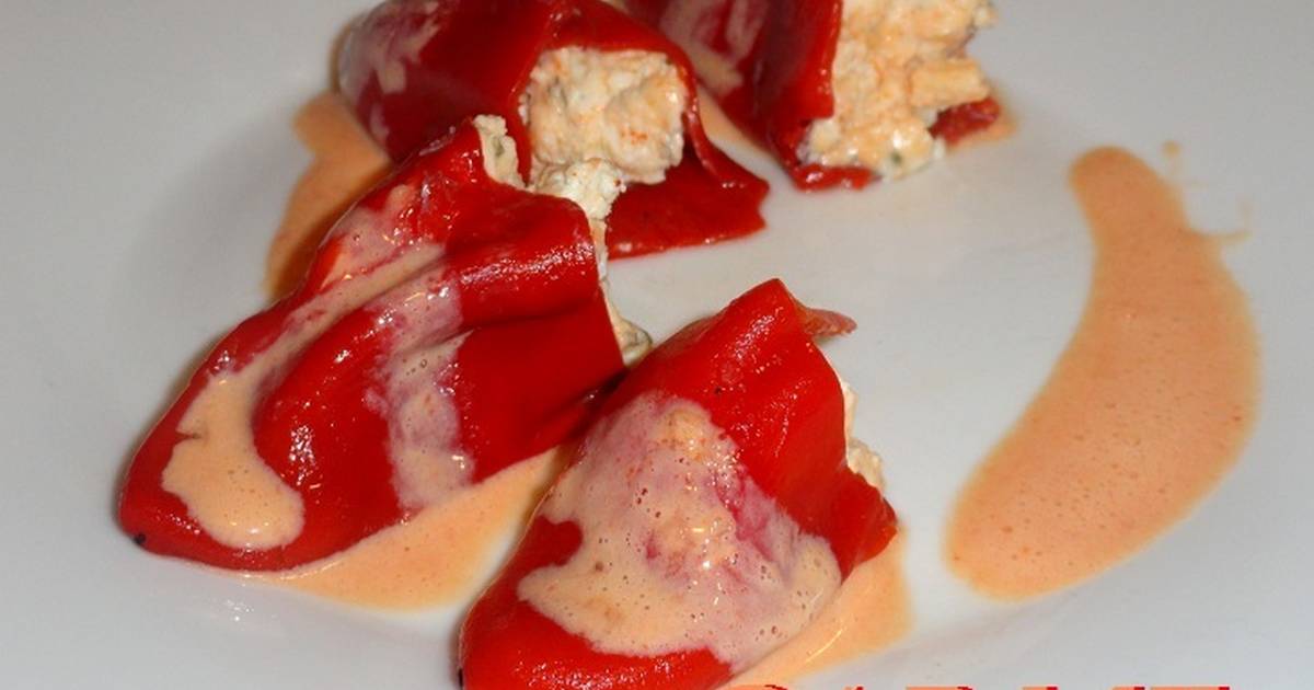 Receta de Pimientos del piquillo rellenos de queso de cabra con miel