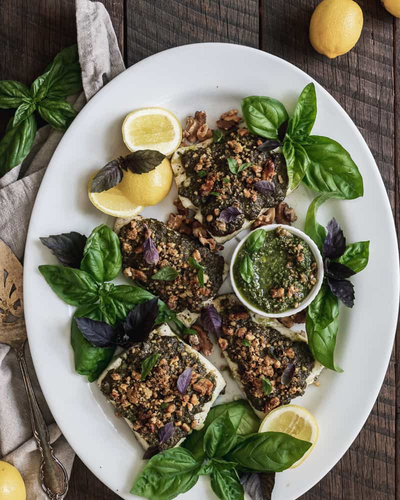 Halibut with Pesto Crust