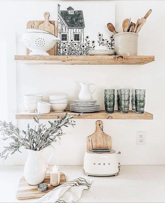 Bohemian Retro Kitchen with Open Plate Rack