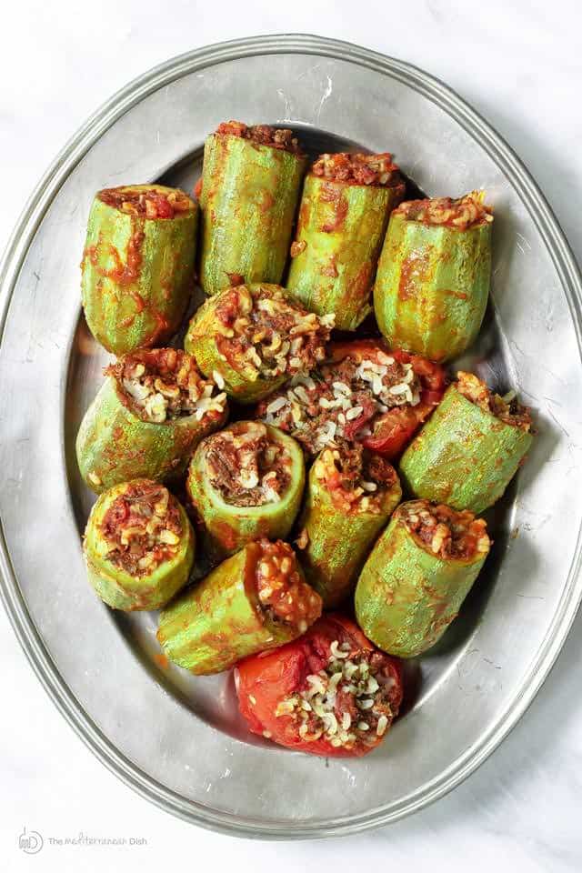 Tomato Rice Stuffed Zucchini Boats