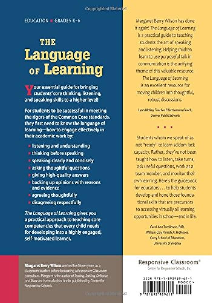 The Language of Learning: Teaching Students Core Thinking, Listening, and Speaking Skills
