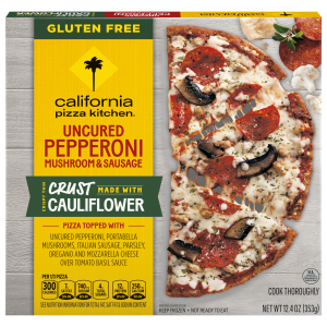Pizza de pepperoni con masa de pizza de coliflor